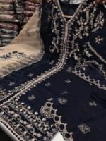 Premium Navy Blue Cotton Embroidered 3 Piece Suit for Women | Elegant Cotton Salwar Kameez with Embroidered Dupatta - Image 3