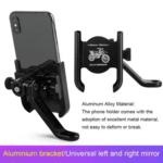 Universal Aluminum Alloy 360° Rotated Adjustable Rear-View NON USB Mirror Type Bike Motorcycle Honda Scoter Cell Phone Mobile Smart Phone Holder or Stand - Image 3