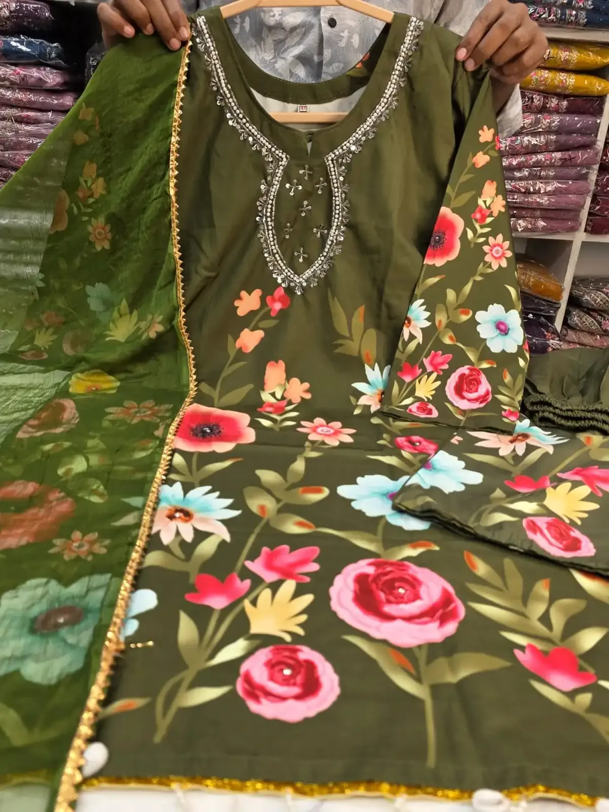 df5852de-bb80-434d-8ede-911c262e43c5 Premium Micro Silk Digital Print & Karchupi Work 3 Piece Dress for Women | Luxury Boutique Salwar Kameez Set with Dupatta - Image 1