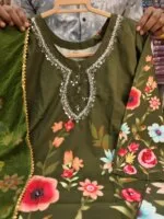 Premium Micro Silk Digital Print & Karchupi Work 3 Piece Dress for Women | Luxury Boutique Salwar Kameez Set with Dupatta - Image 4