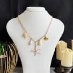 SS 18K Sea Theme Necklace for Women | Shell & Starfish Pendant | Trendy Golden Fashion Jewelry