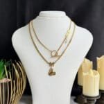 SS 18K Two-Layer Necklace for Women | Elegant Pearl Layered Necklace | Premium Fashion Jewelry