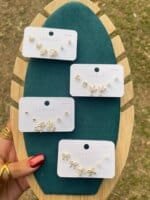 Earrings Set for Women | Elegant Floral Stud Earrings & Ear Cuff Set | Fashion Jewelry