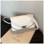 Women’s Envelope Shoulder Bag | Trendy PU Leather Crossbody Handbag | Neon, White & Pink Fashion Purse - Image 7