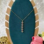 SS Stone Necklace for Women | Stainless Steel Bow & Heart Pendant Necklace | Elegant Gold-Tone Fashion Jewelry