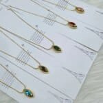SS Stone Necklace for Women | Stainless Steel Bow & Heart Pendant Necklace | Elegant Gold-Tone Fashion Jewelry - Image 2