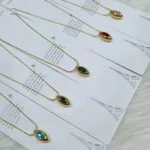 SS Stone Necklace for Women | Stainless Steel Bow & Heart Pendant Necklace | Elegant Gold-Tone Fashion Jewelry - Image 3