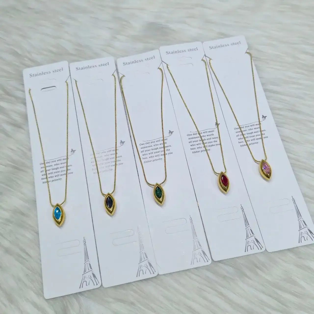 SS Stone Necklace for Women | Stainless Steel Bow & Heart Pendant Necklace | Elegant Gold-Tone Fashion Jewelry - Image 4