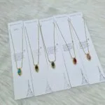SS Stone Necklace for Women | Stainless Steel Bow & Heart Pendant Necklace | Elegant Gold-Tone Fashion Jewelry - Image 2