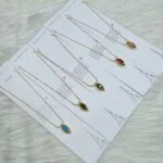 SS Stone Necklace for Women | Stainless Steel Bow & Heart Pendant Necklace | Elegant Gold-Tone Fashion Jewelry - Image 3