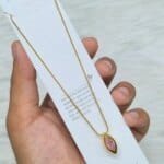 SS Stone Necklace for Women | Stainless Steel Bow & Heart Pendant Necklace | Elegant Gold-Tone Fashion Jewelry
