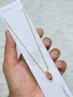 SS Stone Necklace for Women | Stainless Steel Bow & Heart Pendant Necklace | Elegant Gold-Tone Fashion Jewelry