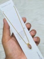 SS Stone Necklace for Women | Stainless Steel Bow & Heart Pendant Necklace | Elegant Gold-Tone Fashion Jewelry