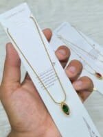 SS Stone Necklace for Women | Stainless Steel Bow & Heart Pendant Necklace | Elegant Gold-Tone Fashion Jewelry