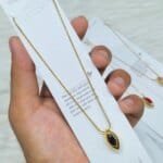 SS Stone Necklace for Women | Stainless Steel Bow & Heart Pendant Necklace | Elegant Gold-Tone Fashion Jewelry