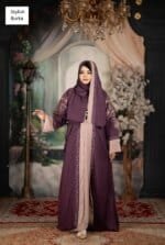 প্রিমিয়াম এমব্রয়ডারি বোরকা সেট Purple - Image 2