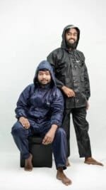 Water proof High quality Rain Coat With Pant. (Happylon) Black - Image 3