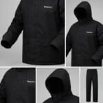 Water proof High quality Rain Coat With Pant. (Happylon) Black - Image 2