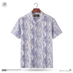 Q Ban Collar Half Sleeve Shirt Blue - Image 2