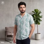 Q Ban Collar Half Sleeve Shirt Paste